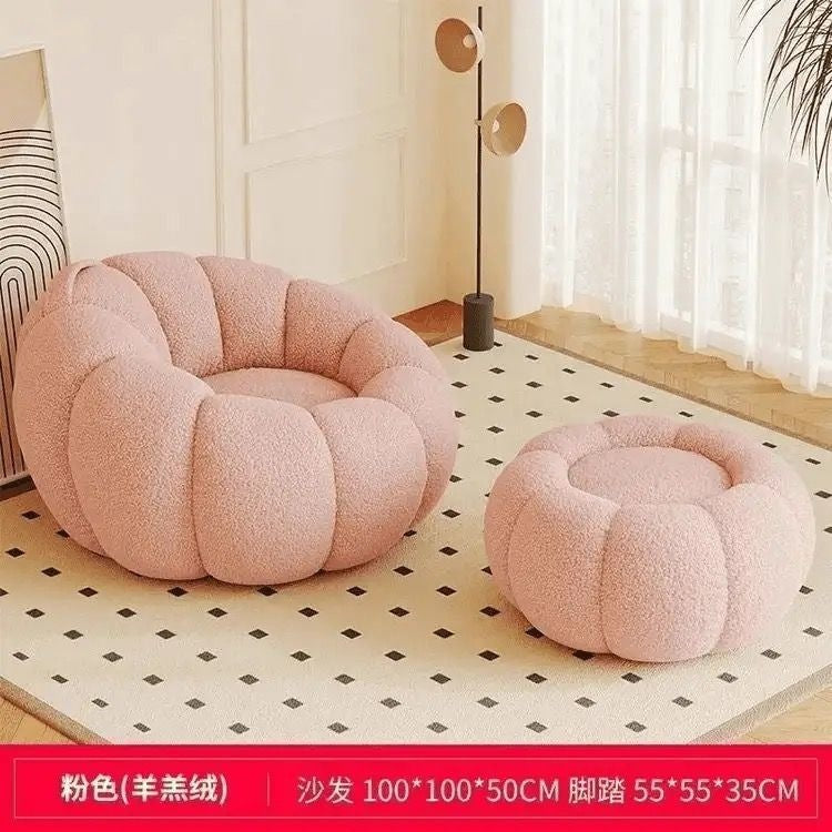 Cream style lazy sofa can lie down and sleep back chair pumpkin single sofa cashmere sofa chair fabric all-in-one
