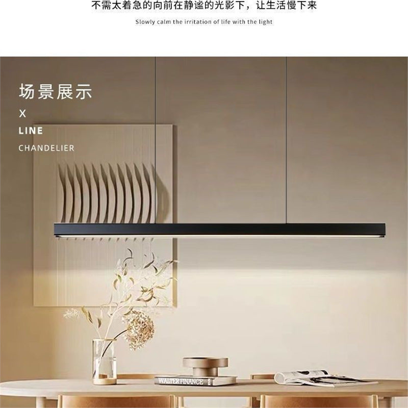 Modern minimalist integrated linear dining table/bar counter pendant light - eye-caring fixture for office, restaurant, and dining room