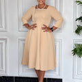 D3353export women's clothing fashionfashion square collar pure color pleatedfashionplus sizehigh waist africandress