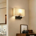 fabric bedside wall lamp, modern hotel reading wall light, rectangular cotton linen lampshade, indoor decorative wall sconce