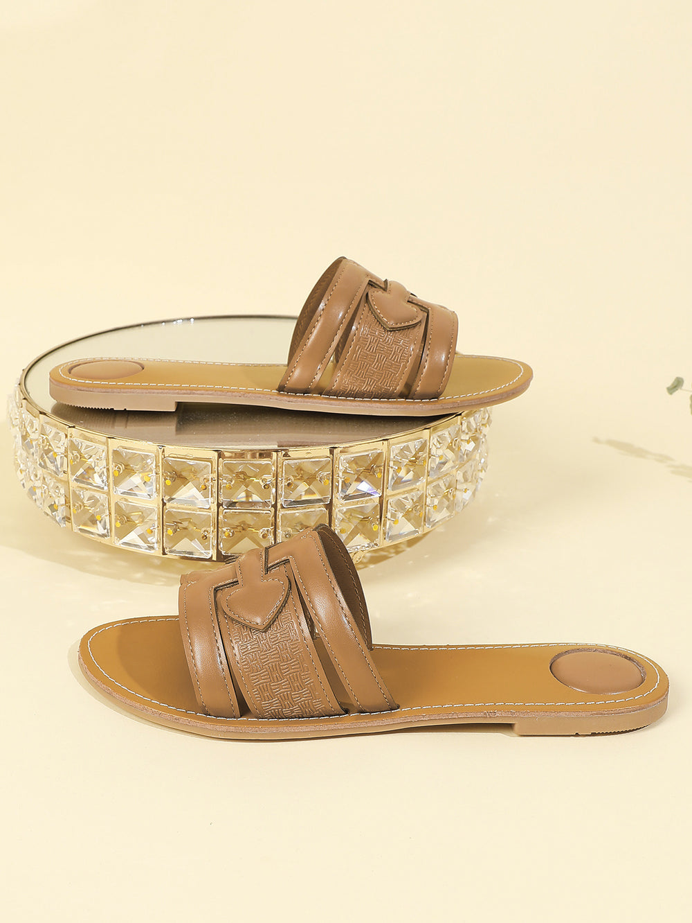 Exportsummer sandals slippers slip-on leather pulp bottom voltage pattern electric embroidery women's shoes