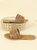 Exportsummer sandals slippers slip-on leather pulp bottom voltage pattern electric embroidery women's shoes