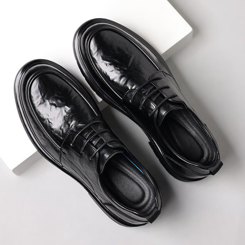 Genuine leather men's new leather shoes, light luxury business casual men's shoes, formal shoes, thick sole men's wedding leather shoes