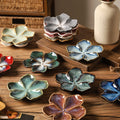 Retro japanese ceramic dish flower shape small dish creative dish dipping dish side dish multi-color kiln dish