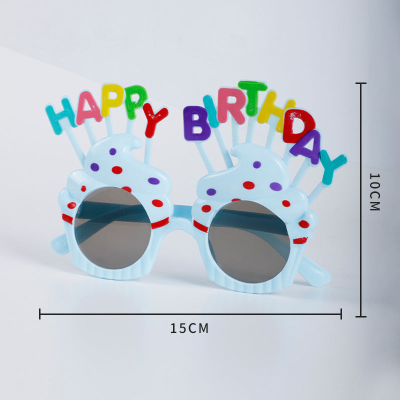Birthday glasses - plastic, creative kids' happy party photo props, cake decoration, atmosphere photo props