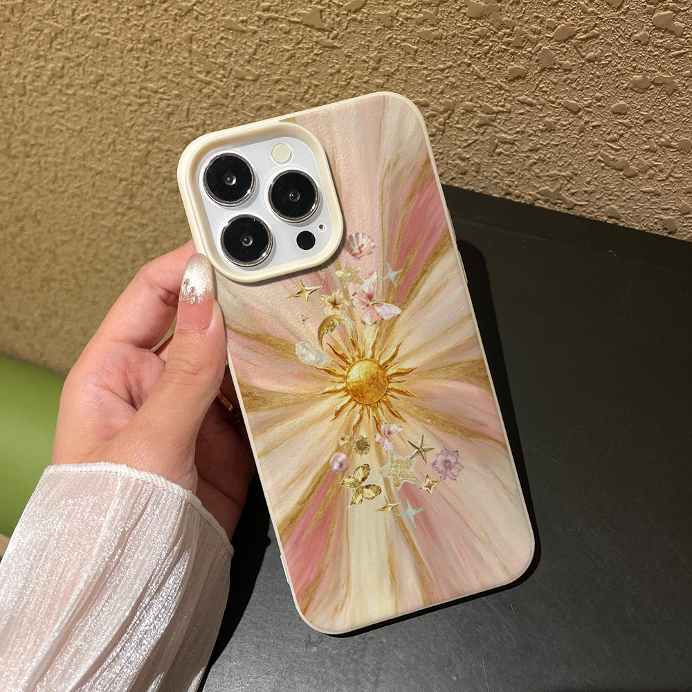 Luxury rose gold sunburst phone case for iphone 17 pro max, apple 16 full coverage drop-proof protective case - wholesale