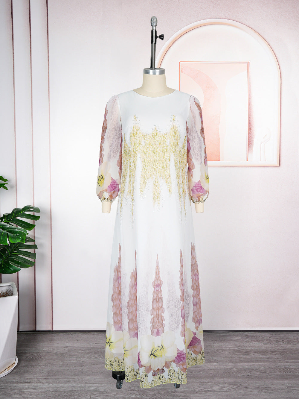 printed chiffon maxi dress  dress plus size women's fashion european and american style