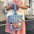 Cute cartoon canvas tote bag for women, 2024 new style handheld bucket bag, large capacity lunch bag, fashionable cloth handbag