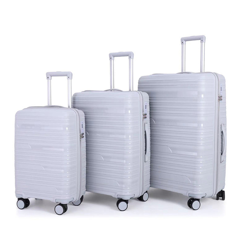 PP zipper box  set three sets of four trolley case sinking handle sinking lock color scheme explosion-proof rag factory wholesale