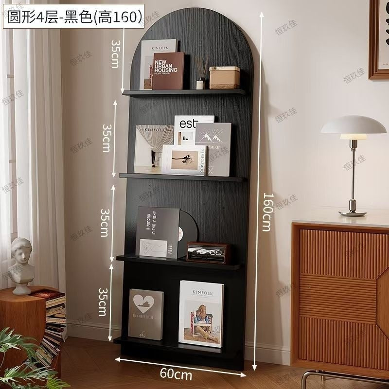 Magazine rack floor-standing storage rack wall-mounted book rack newspaper rack environmental-friendly multi-layer bookshelf medieval style reading bookshelf wood