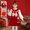 Hot-selling girls' dresses in stock: festive red new year outfit with plush lining - stylish and trendy winter wear for kids