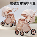 Lightweight foldable baby stroller, reclining high-view double-decker stroller, four-wheel pushchair for kids and babies