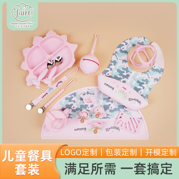 New food-grade silicone placemat, children's food training feeding tableware, anti-collision and anti-scalding silicone suction cup bowl