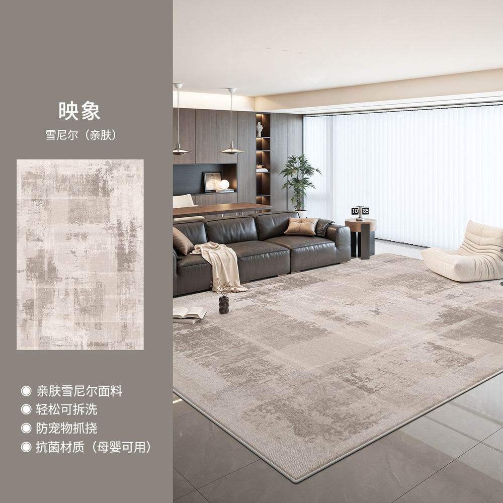 Removable and washable living room carpet, italian light luxury high-end bedroom large area floor mat, machine washable double layer washable carpet