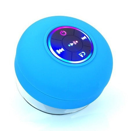 Bathroom waterproof wireless bluetooth speaker with color-changing lights, suction cup mount, mini outdoor rechargeable desktop speaker