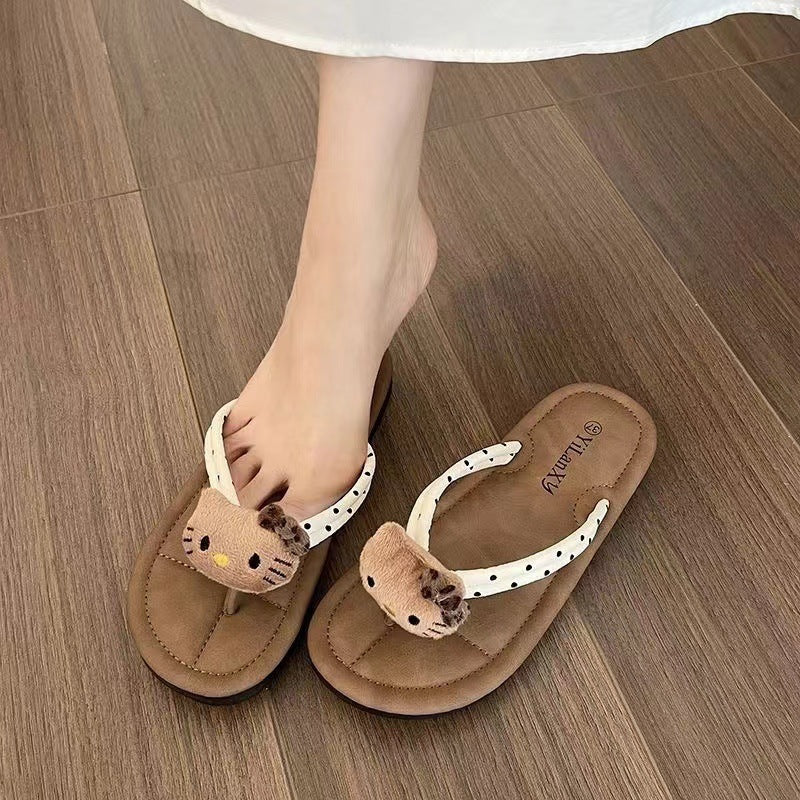 2025 summer new arrival flip-flops cute shoes cat fish outwear women's easiest for match soft bottom beach flatscasual wholesale