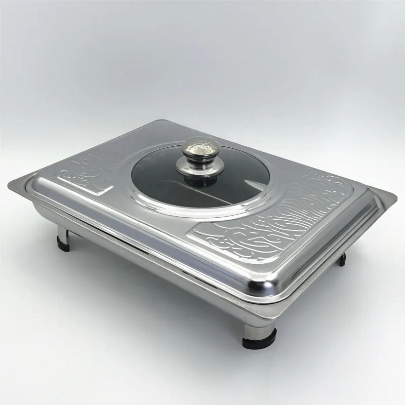 new printing stainless steel combination cover four-legged dining stove restaurant hotel square straight edge buffet stove wholesale