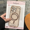 Iphone17/16promax mobile phone case pc hard case magnetic transparent with lens film suitable for apple 14/13 set