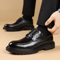 Genuine leather men's formal dress shoes - business, british style, chunky sole, casual, work, wedding, groom shoes 2401-1