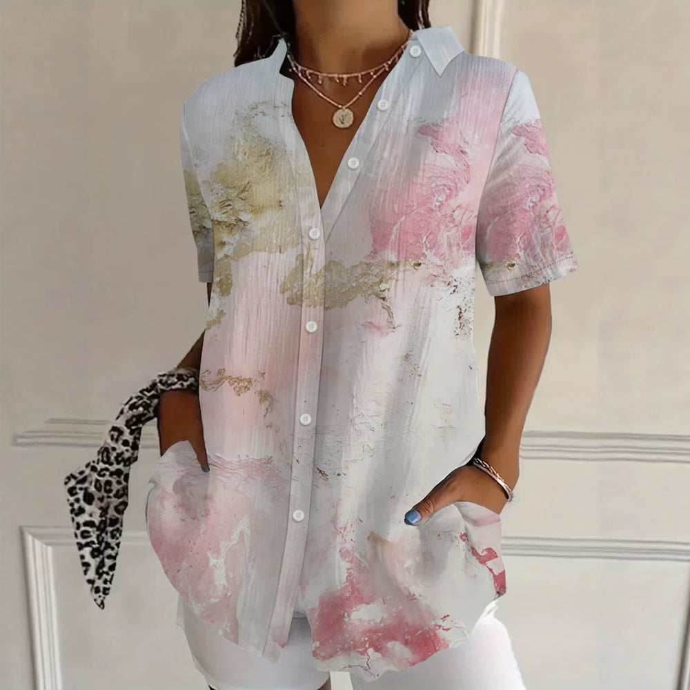 wholesale women's short-sleeved shirts, trendy shirt with hot-selling cross-border print designs, dropshipping available