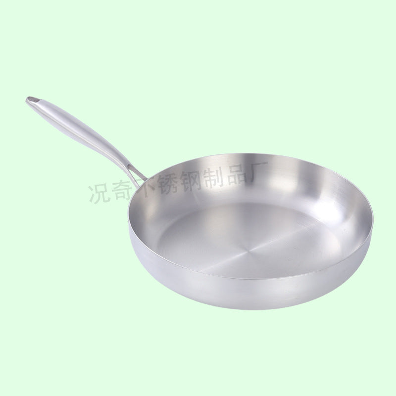 supply of 304 stainless steel frying pan for home wok three-layer steel uncoated non-stick pan low-smoke pan