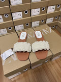 2024 summer new women's shoes: faux pearl embellished mules, low heel open toe, versatile casual beach sandals