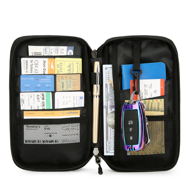 Passport ID bag Thin and light anti-theft brush Boarding portable storage Multi-function bag Large capacity Long ticket clip Money clip