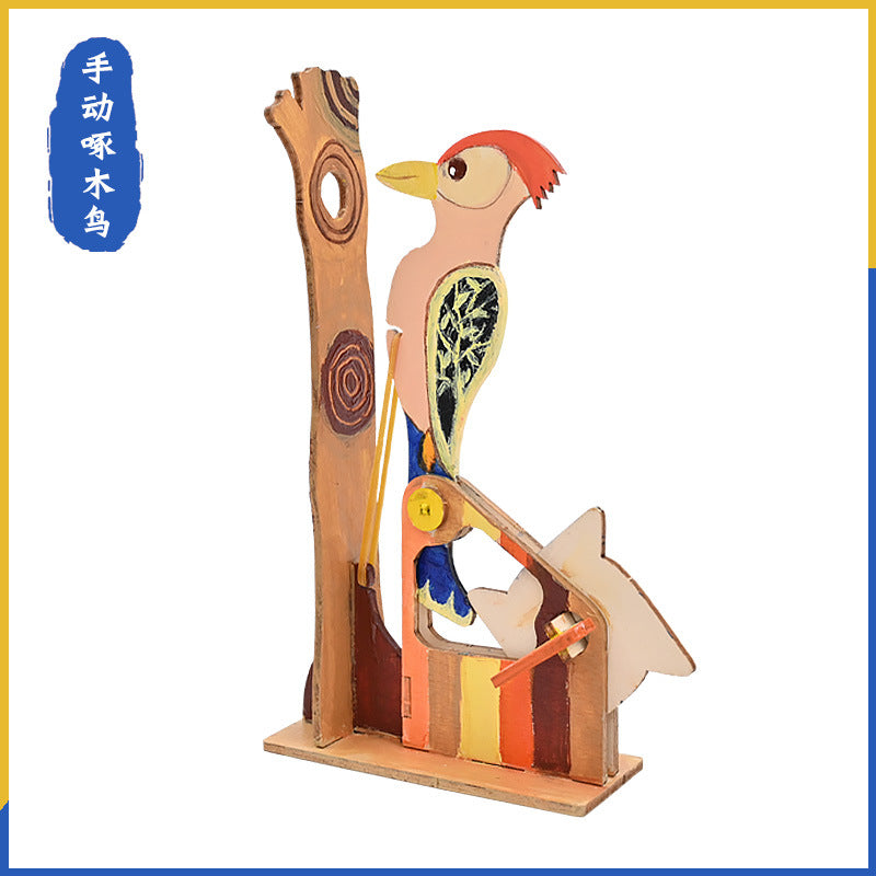 Manual Woodpecker Puzzle DIY Handmade Invention, Technology Small Production Classroom Science Small Experiment Handmade Material Pack