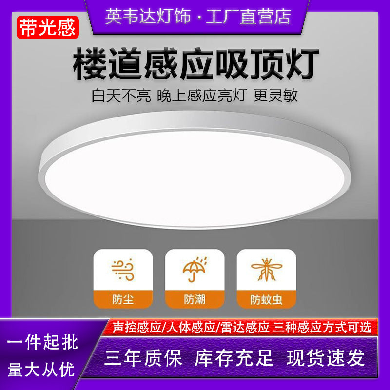 Led ceiling light - motion sensor radar light for stairwells, hallways, entryways, and balconies