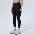 Fashionable and personalized seamless cross-waist tight abdominal yoga pants high waist hip lifting running fitness sports pants for women