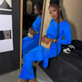 Fashion cross-border women's clothing  early winter new long sleeves round neck tight straps elegant long one step dress