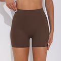 brushed v-waist pleated pure color peach butt yoga shorts sports running fitness tight three-quarter pants for women