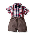 Export hot batch british baby autumn suit children's clothing short-sleeved shirt overalls two-piece set dropshipping kids dress