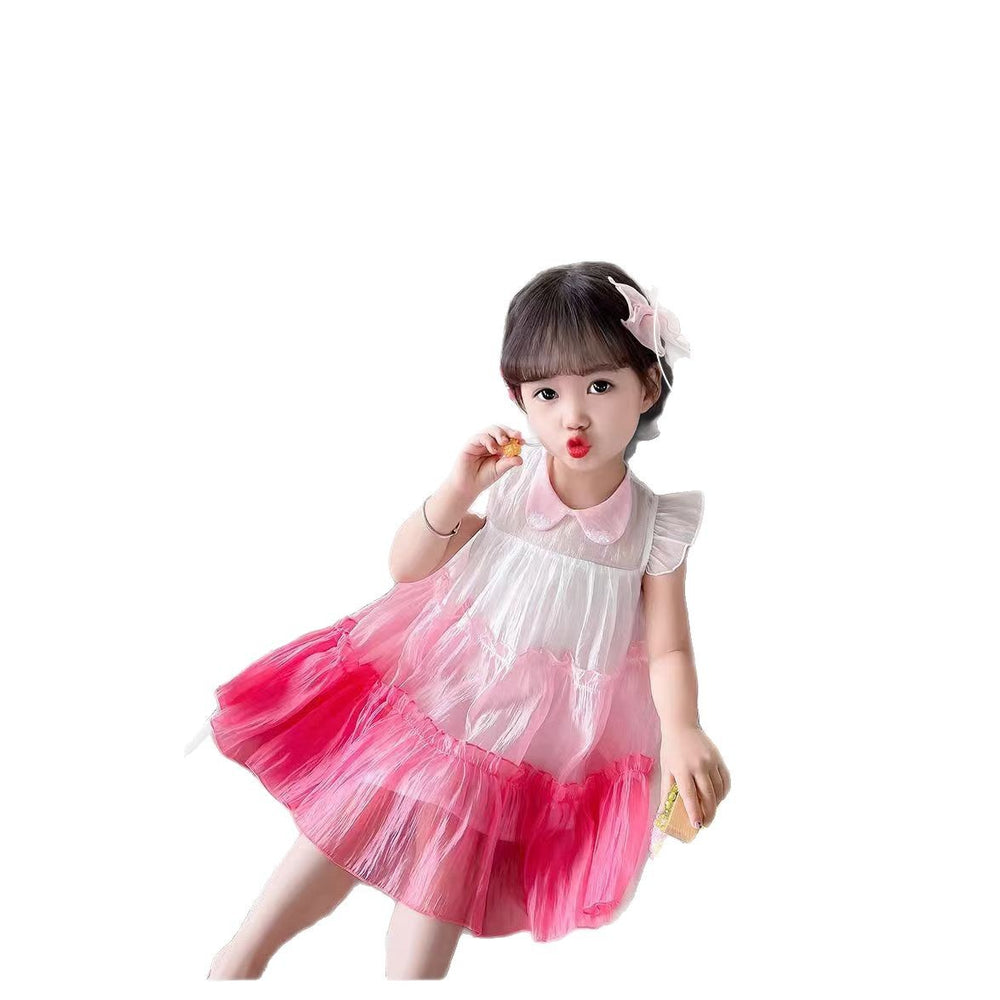 Summer new arrival: solid color korean style trendy girls' short-sleeve dress - available in three colors - kids' princess dress