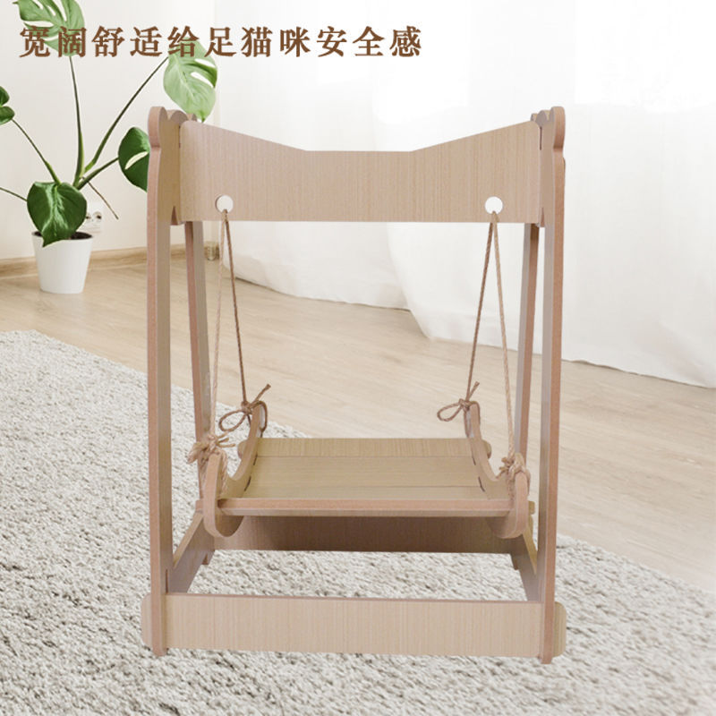 Cat hanging basket solid wood cat nest cat swing dog nest pet hammock dog cradle sleeping nest hemp rope hanging nest dog rocking bed