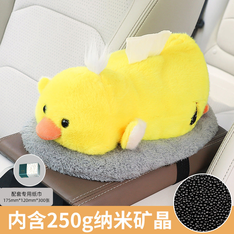 Car tissue box, armrest box, pumping carton, creative car bamboo charcoal bag ornament, high-end doll, car decoration