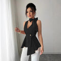 European and american cross-border  new summer in-stock items: factory direct wholesale slimming, figure-flattering, designer irregular sleeveless tops