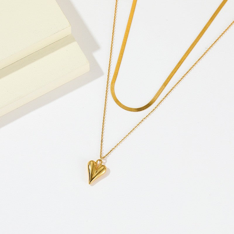 creative retro alloy heart pendant earrings fashionelegant heart-shaped stacking chain necklace gold