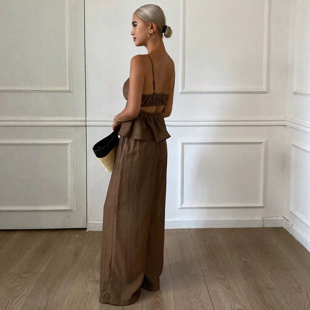 Ice silk fashion suit for women  summer new style covering meat slimming look short sleeve jumpsuit
