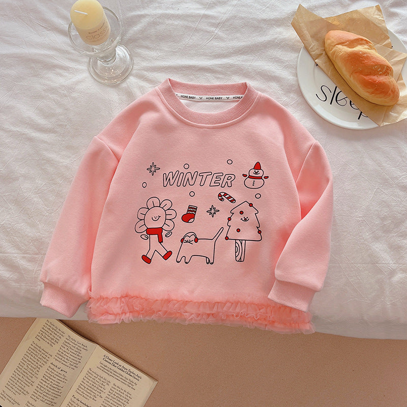 【sweatshirt collection】girls' sweatshirt - new spring/autumn cartoon long sleeve fashionable and stylish casual top for little girls