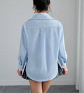Spring/summer/autumn solid color front button long sleeve shirt - casual, minimalist, stylish, and versatile top, perfect for everyday commuting