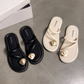 Super popular toe-toe sandals for women, new summer korean style, versatile flat bottom vacation casual beach shoes, popular shoes