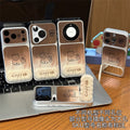 Suitable for iphone18/16 gradient brown bottom mobile phone case apple 17promax coffee cat and dog line protective cover