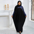 dropshipping african plus size color matching hot diamond bat sleeve loosedress with headscarf