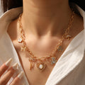 European and american cross-border fresh & sweet heart pendant necklace - floral, bear, bow, clover accessories - choker necklace for women