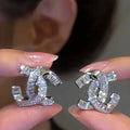 High-end micro-embedded diamond asymmetrical earrings accessible luxury socialite niche style design trendy exquisite easiest for matchelegant earrings