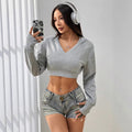 Pre-sale-73107# fashion cross-border new women's long sleeve slim fit hot girl women's shirt sweatshirt