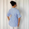 Amazon cross-border exclusive: european and american style striped blouse for women, spring/summer  collection. v-neck, slim-fit, figure-flattering work shirt