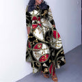 women's autumn fashion dress: european and american style, plus size, stylish print, elegant, tie-waist, a-line silhouette, suitable for cross-border e-commerce