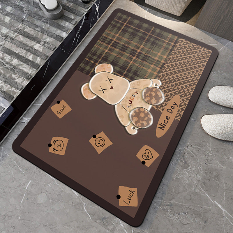 Soft diatom mud bathroom floor mat, quick-drying water absorption, non-slip door mat at the door of household toilet, shower room, toilet carpet